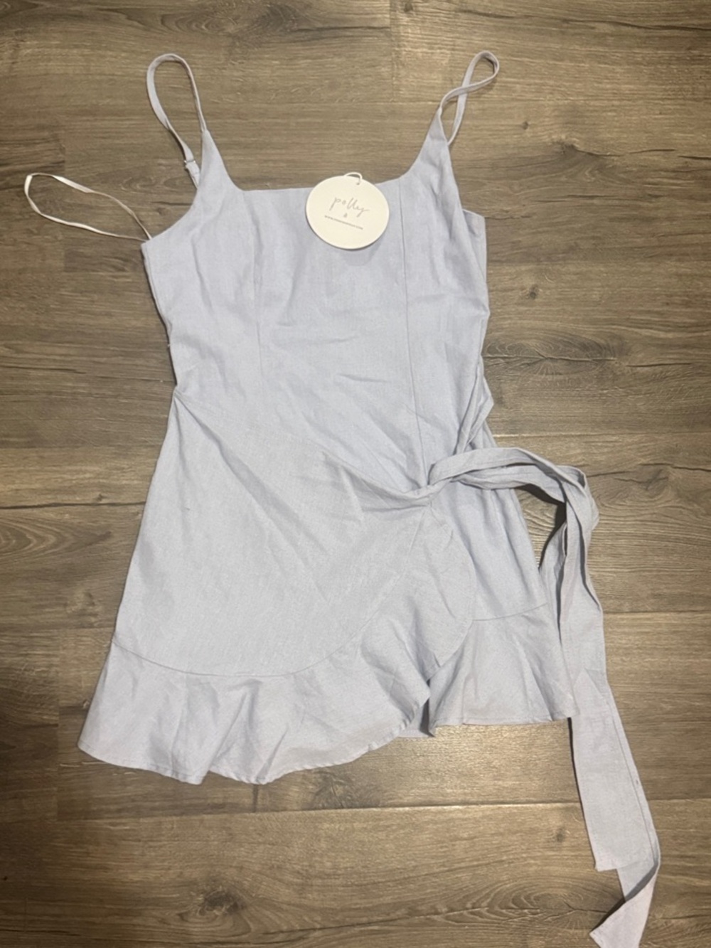 Poppy Wrap Mini Dress in Pale Blue